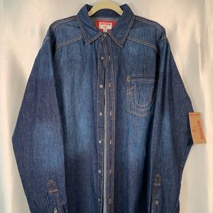 **True Religion** Blue Jean Button Down Shirt